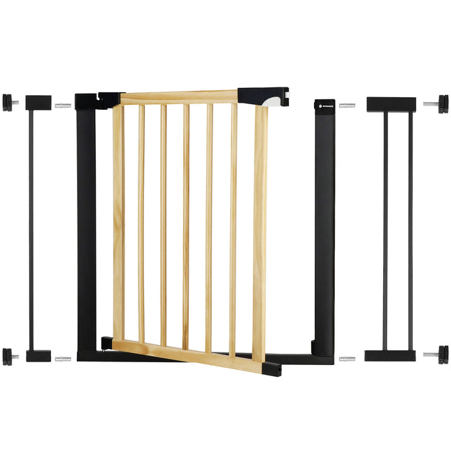 Traphekje | 75 - 103 cm | Traphek | Veiligheidshekje | Metaal | Hout | Zwart/Bruin