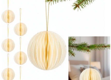 Kerstbal | Papier | 8 Cm | 3D | Wit | 6 Stuks