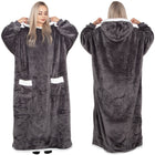 Oversized Fleece Deken/Trui - Oversized Deken - Oversized Trui - Hoodie - Capuchon - Donkergrijs