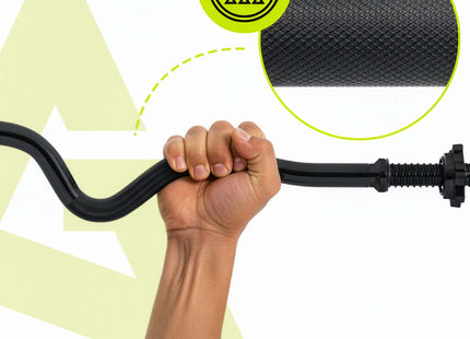 Actiget® Curlstang | Halterstang | Barbell | Chroomstaal | Verbogen | 120 cm | 25 mm | 2 Klemmen