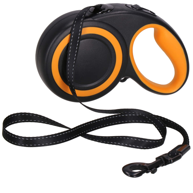 Hondenriem - Hondenlijn - Looplijn - Automatisch - Zwart/Oranje - 50 M - Tot 50 Kg