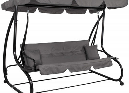 Schommelbank |  4-zits | 241 X 120 X 162 Cm | Linda-Schommel | 4-zits | Waterafstotend | Inclusief 2 Kussens | Verstelbare Luifel |Grijs