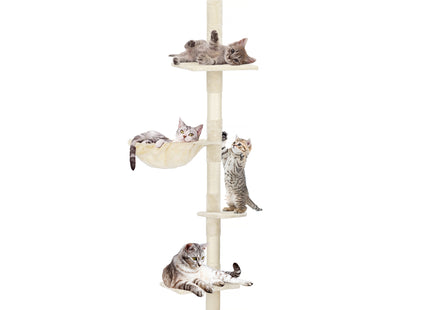 Krabpaal - 7 Etages - Voor Katten - 245- 260 cm - Crème