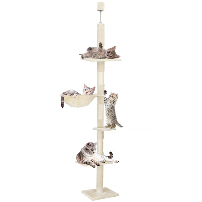 Krabpaal - 7 Etages - Voor Katten - Meubelbescherming - 245- 260 cm - crème