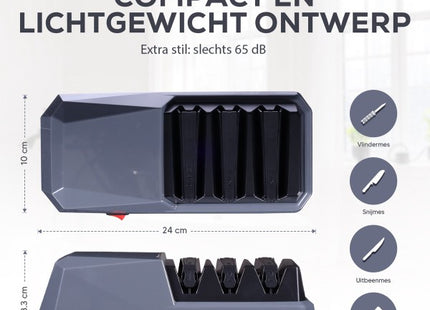 Elektrische Messenslijper | Doortrekslijper | Multifunctioneel | Diamanten Slijpstenen | Zwart Grijs