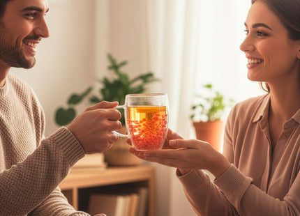 Dubbelwandig glas - Thermisch glas - Koffieglas - Thee glas - Warme en Koude dranken - Kunstbloemen - 300 ML