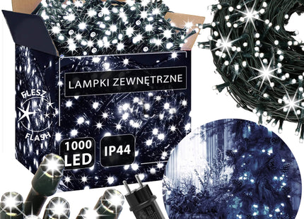 Kerstboomverlichting | met 1000 LED Lampjes | 50 M | Koel Wit | Inclusief Flitsfunctie