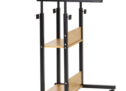 Bureau – Werkbureau – Computer Bureau – Bureautafel – Op Wielen – Verstelbaar - 73-85 X 40 X 80 CM – 20 Kg - Bruin - Metaal - Hout