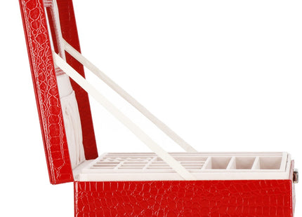 Sieradendoos | Juwelendoos | 2 Lagen | 26 x 26 x 8.5 cm | Rood