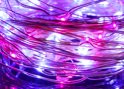 Kerstboomverlichting - 100 LED - Microdraden - 9.9 M - Roze/Blauw