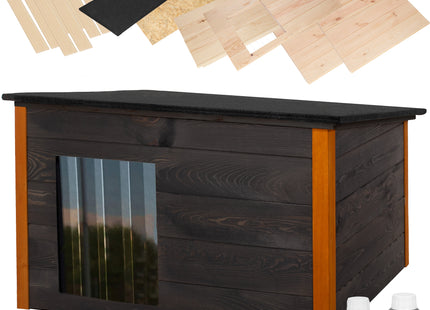 Hondenhuis - Hondenhok - Dog House - Geïsoleerd - Voor Buiten - Weersbestendig - Hout -Grijs - Bruin