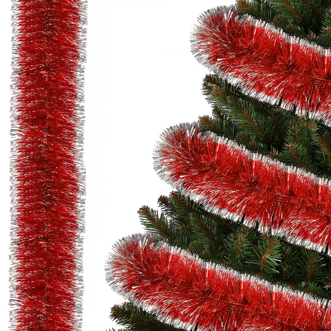 Kerstslinger | Guirlande | 6 m | Zilver/Rood