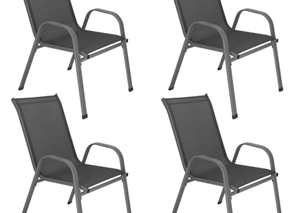Tuinstoel | Tuinstoelen | Tuinstoel Buiten | Staal | Textiel | 4 Stuks | 120 Kg | Donkergrijs