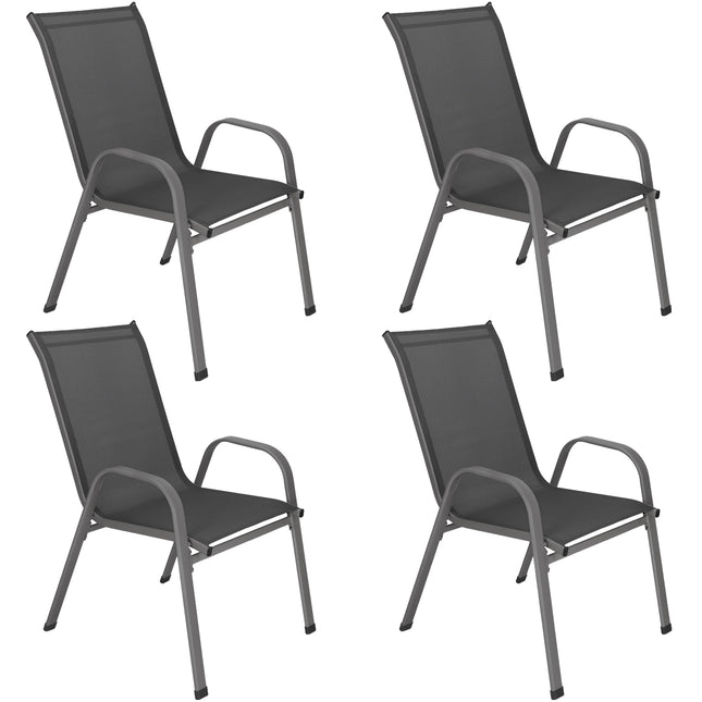 Tuinstoel | Tuinstoelen | Tuinstoel Buiten | Staal | Textiel | 4 Stuks | 120 Kg | Donkergrijs