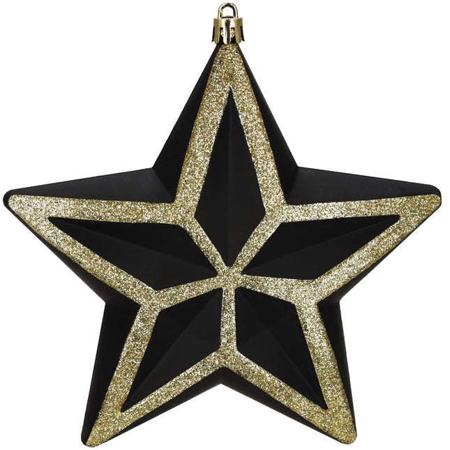 Kersthanger | Kerstster | Zwart | Goud | 15 cm