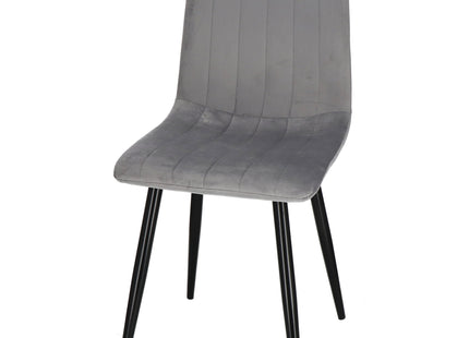 Scandinavische Stoel - Gestoffeerd - Fluwelen - Metaal - Woonkamer - Keuken - Eetkamer - Interieur - Grijs - Zwart