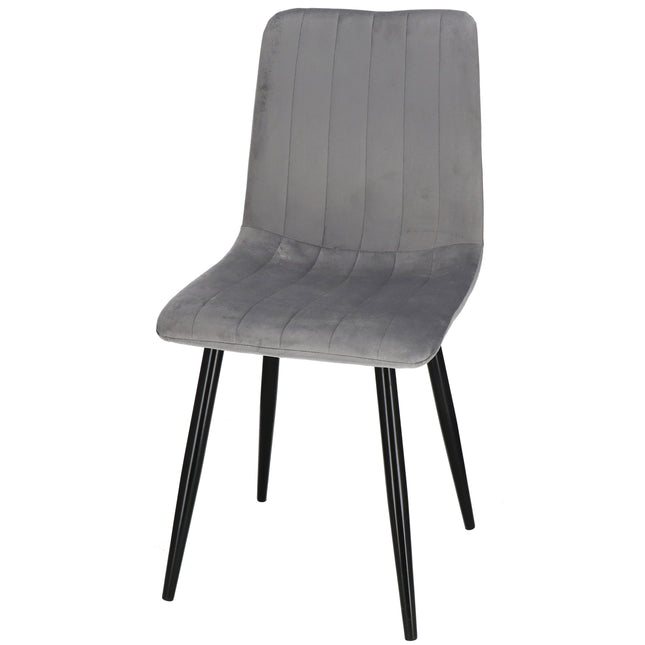 Scandinavische Stoel - Gestoffeerd - Fluwelen - Metaal - Woonkamer - Keuken - Eetkamer - Interieur - Grijs - Zwart