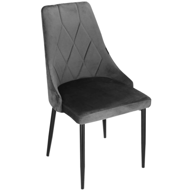 Stoel - Gestoffeerd - Fluwelen - Metaal - Woonkamer - Keuken - Eetkamer - Interieur - Donkergrijs
