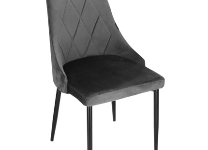 Stoel - Gestoffeerd - Fluwelen - Metaal - Woonkamer - Keuken - Eetkamer - Interieur - Donkergrijs