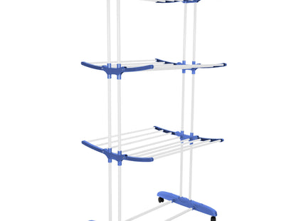 Wasrek - Droogtoren - Droogrek - 4 - Etages - Inklapbaar - Inclusief- Wielen - Draaibaar - 170x75,5x57 cm
