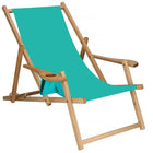 Ligbed | Strandstoel | Ligstoel | Verstelbaar | Armleuningen | Beukenhout | Geïmpregneerd | Handgemaakt | Turquoise
