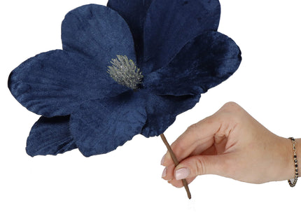 Kunstbloem - Kunststof -Marineblauw- Glitters