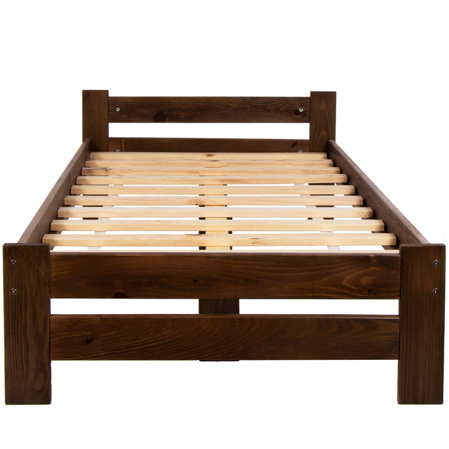 Bed - NaaldHout - Lattenbodem - Eenpersoons -  2 Personen - Comfortabel - Donkerbruin - 160 x 200 cm - 200kg