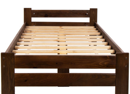 Bed - NaaldHout - Lattenbodem - Eenpersoons -  2 Personen - Comfortabel - Donkerbruin - 160 x 200 cm - 200kg