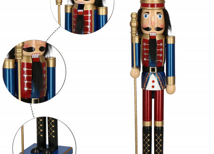 Notenkraker Kerst | 90 cm | Blauw/Rood