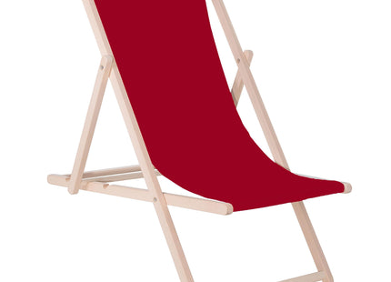 Strandstoel - Verstelbaar - Beukenhout - Hangemaakt - Bordeaux Rood
