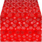Tafelkleed -Kerst - Sneeuwvlokken- Rood - Polyester - 140 x 220 CM
