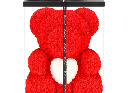 Rozen Beer | Rozenbeer | Rose Bear | Rozen Teddybeer | Liefde | Inclusief Giftbox | 68 x 50 x 48 cm | Rood / Wit