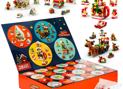 Springos® Adventskalender met Bouwblokken – 24 Kerst Bouwsets – 1000 Onderdelen – 4 Grote Kerstfiguren