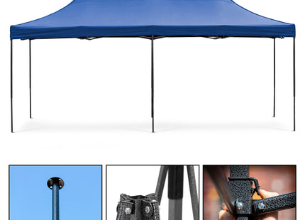 Partytent - 600x300x310xcm - Hoogte Verstelbaar - PVC - Polyester - Harmonica- Frame - Blauw
