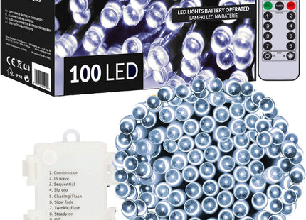 Kerstverlichting | 10,5 m | Batterij | Afstandsbediening | 100 LED | Koel Wit