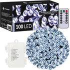 Kerstverlichting | 10,5 m | Batterij | Afstandsbediening | 100 LED | Koel Wit