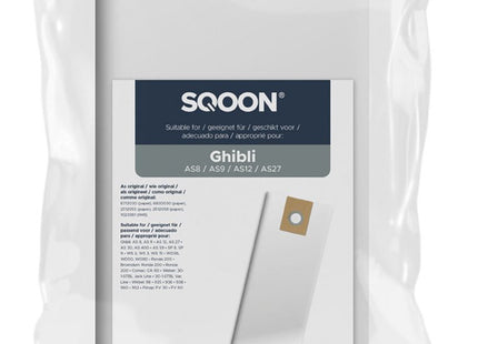 SQOON® Stofzuigerzakken Geschikt voor Ghibli AS8 / AS9 / AS27 - 5 Stuks