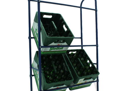 Krattenrek - Krattenrek - Drankkratten - Opbergrek - Universeel - Stevig - Staal - 6 Kratten - 14 x 73 x 116 cm - Blauw