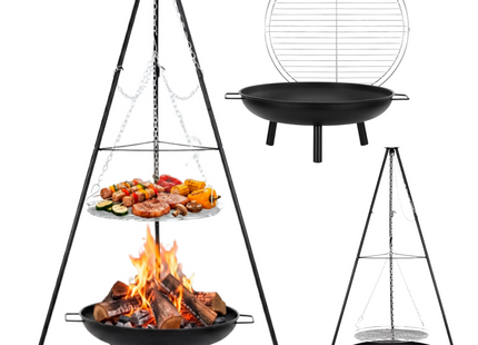 BBQ Tripod - Driepoot -Inclusief Pot - Inclusief Rooster - Inclusief Vis Rookplankjes - Inclusief Vuurschaal - 51 x 152 cm