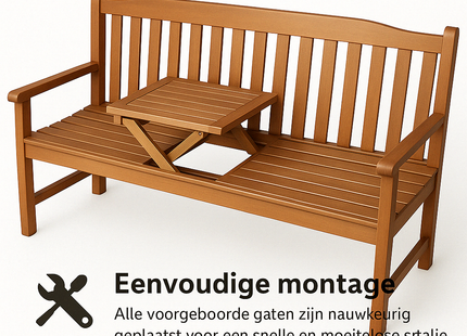 Tuinbank | Tuinbankje | Zitbank Buiten | Naaldhout | Met Tafel | 150 x 66 x 88 cm | Medium