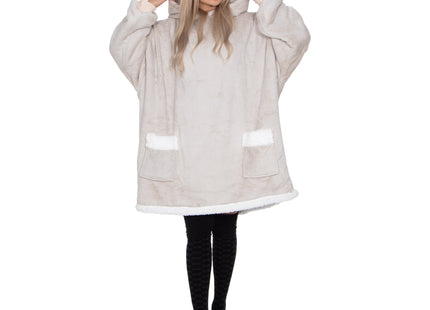 Oversized Fleece Deken/Trui - Oversized Deken - Oversized Trui - Hoodie - Capuchon - Lichtgrijs