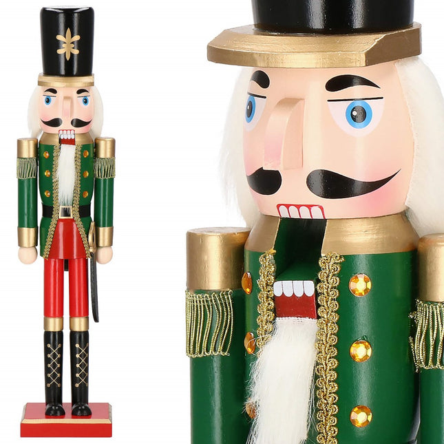 Notenkraker Kerst | 60 cm | Groen/Rood/Goud/Zwart