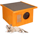 Kattenhuis - Geïsoleerd - Voor Buiten - Weersbestendig - 58 X 49,5 X 36 CM - Naturel