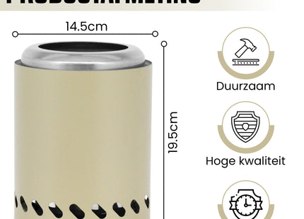 EdenOutdoor® Tafelhaard - Rookloze Tafelhaard - Rookloze Vuurkorf - Pellet & Hout - 19,5 x Ø14,5 CM - Beige