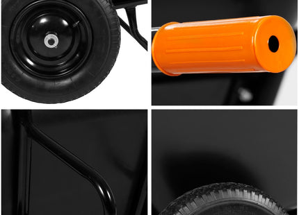 Kruiwagen | Kruiwagenwiel | 300L | 160kg Draagvermogen | Zwart/Oranje
