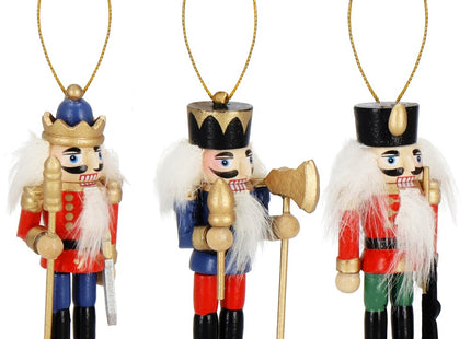 Notenkraker Kerst | Houten Soldaat | Kerstversiering | 3 Stuks | Multicolor | 8 cm