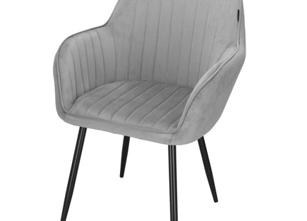 Stoel - Gestoffeerd - Fluwelen - Metaal - Woonkamer - Keuken - Eetkamer - Interieur - Grijs