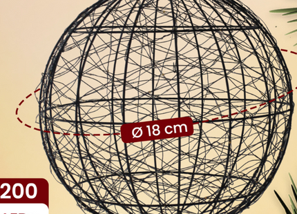 Lichtbol - Kerstversiering - Warm Wit - Flash Optie - Indoor & Outdoor - 200 Led - Ø 18 - Dimmer - 8/16 Timer