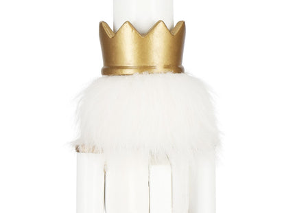 Notenkraker Kerst | Houten Soldaat | Kerstversiering | Goud/Wit | 30,5 cm