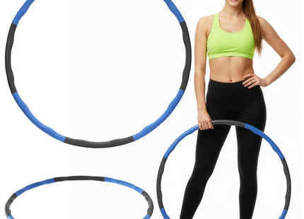 Hoelahoep - Hoepel - Fitness - Opvouwbaar - Cardiotraining - Massage - Grijstinten - Blauw - 88 Cm